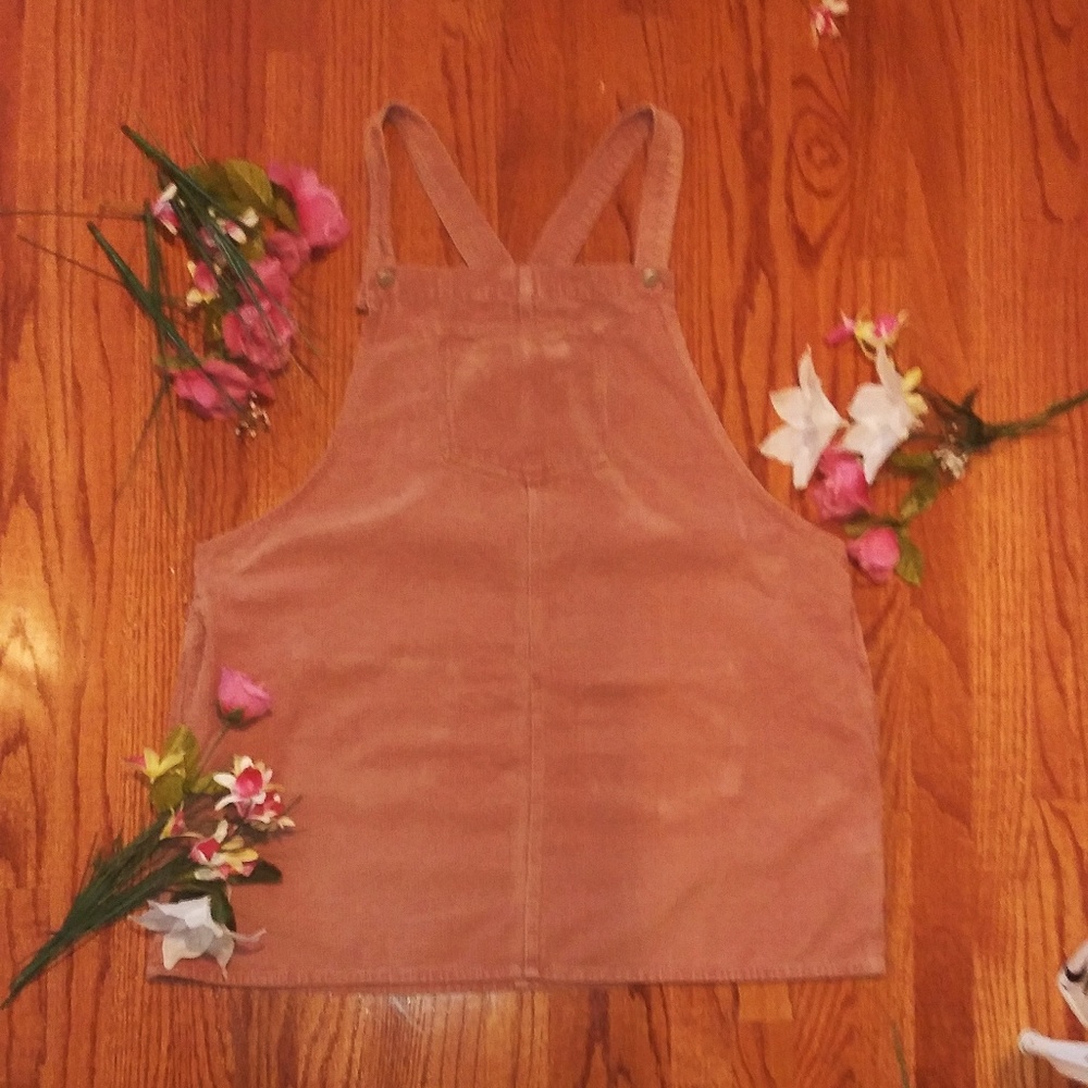 Faux Corduroy Overal Dress
